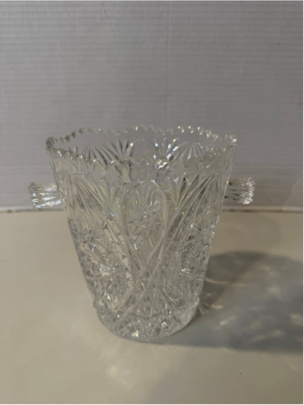 Unbranded Crystal Glass Ice Bucket with Handles One Size Clear